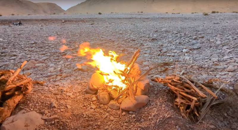 The makeshift fire hearth